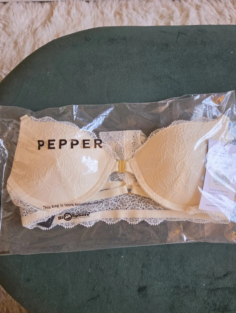 Pepper Ecru Lace Push-Up Bra with Adjustable Straps